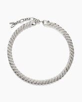 Sculpted Cable Necklace in 18K White Gold with Diamonds, 8.5mm